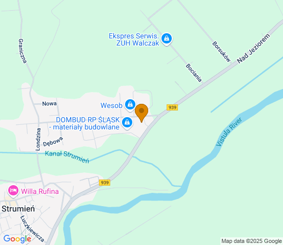 Mapa dojazdu do warsztatu samochodowego w miejscowości Strumień